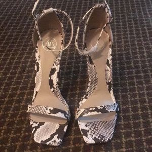 Snake Print Open Toe Heel